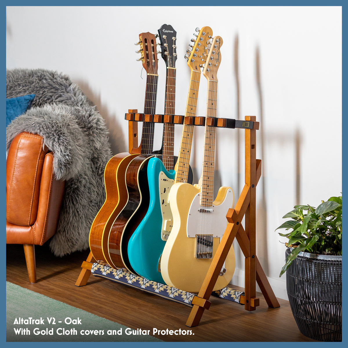 AltaTrak - Wood Guitar Rack - Silicone Guitar Protectors