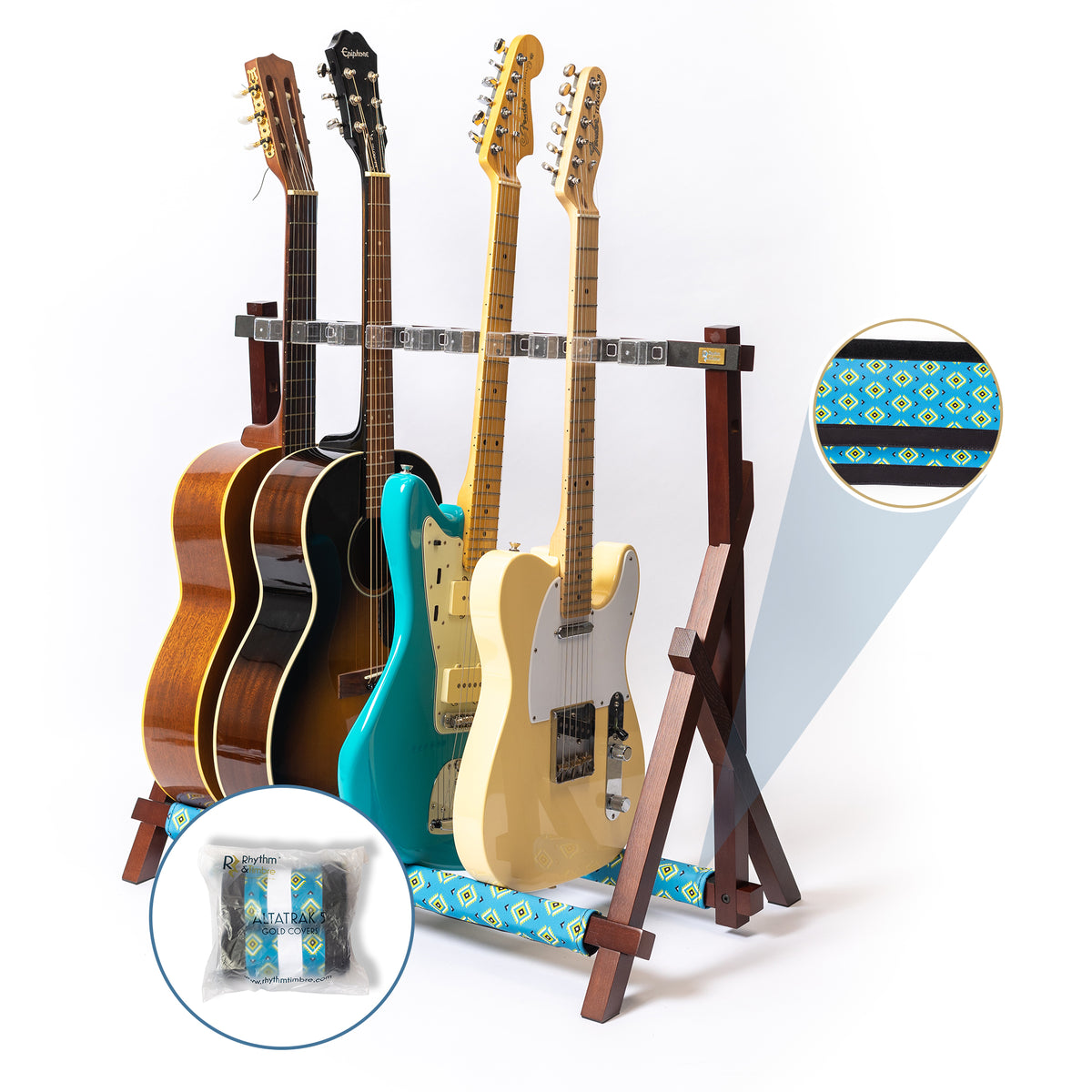 AltaTrak - Wood Guitar Rack - Cloth Covers